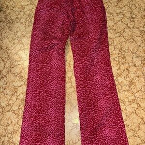 Vintage Y2K 90s 00s Pink Leopard Pants Bubblegum Size 1